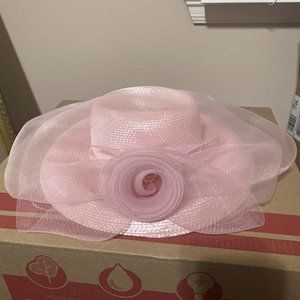Pink Mesh Wide Brim with Accent Hat